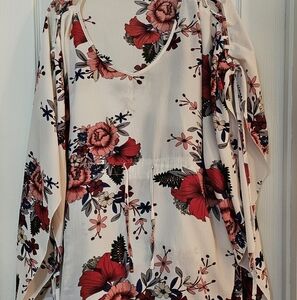 Floral Blouse with Red and Pink Flowers